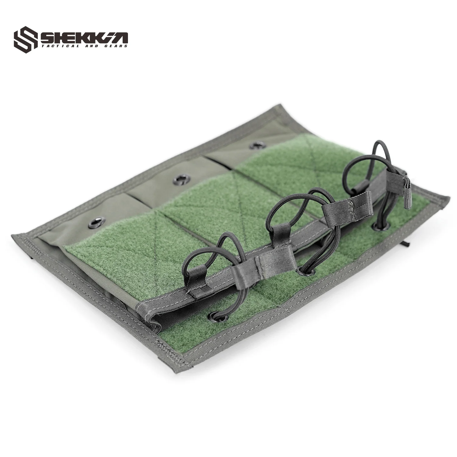 Pre MSA Paraclete style Smoke green triple M4 mag pouch with velcro front and molle back - Image 3