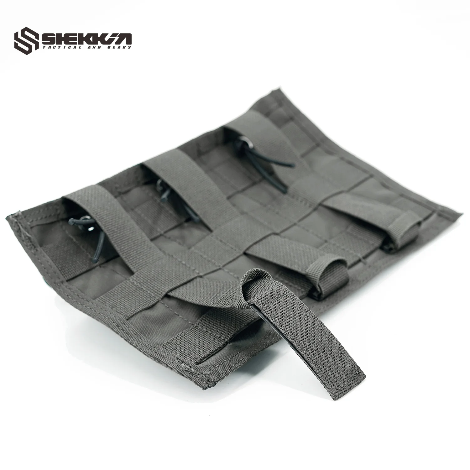 Pre MSA Paraclete style Smoke green triple M4 mag pouch with velcro front and molle back - Image 4