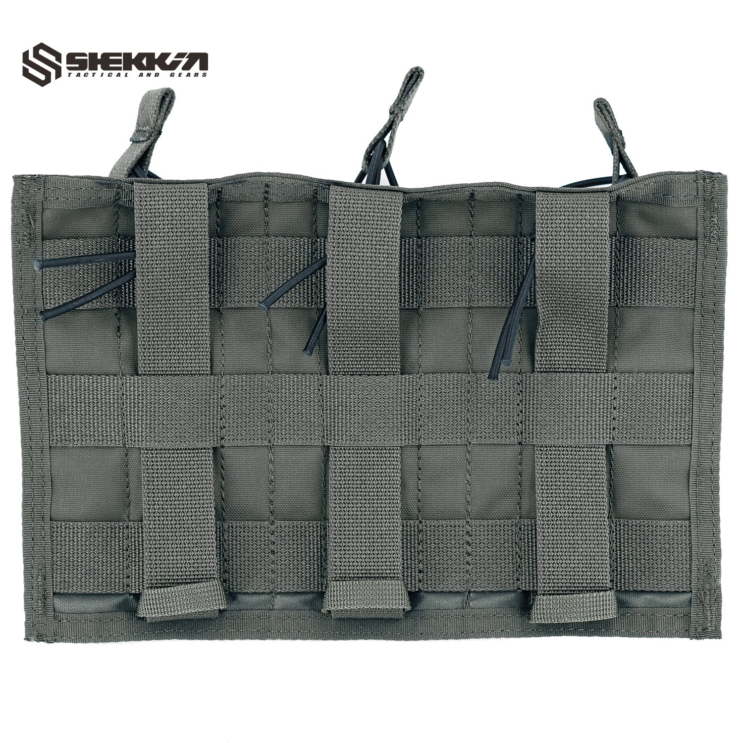 Pre MSA Paraclete style Smoke green triple M4 mag pouch with velcro front and molle back - Image 5